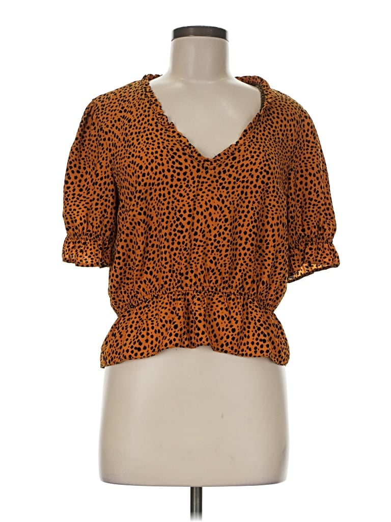 Pre-owned Topshop Short Sleeve Blouse In Orange