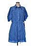 LDT 100% Polyester Checkered-gingham Blue Casual Dress Size 8 - photo 1