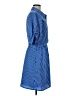 LDT 100% Polyester Checkered-gingham Blue Casual Dress Size 8 - photo 4