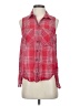 MICHAEL Michael Kors 100% Cotton Plaid Red Sleeveless Button-Down Shirt Size 4 - photo 1