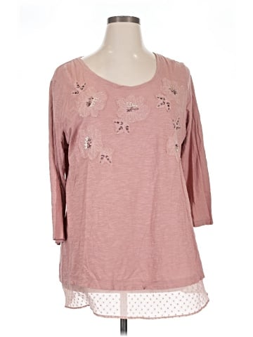 LOGO by Lori Goldstein 3/4 Sleeve Top (view 1)