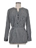 Notations Stripes Gray Long Sleeve Blouse Size M - photo 1