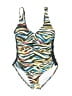 DKNY Print Blue One Piece Swimsuit Size 8 - photo 1