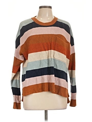 Madewell Thompson Pocket Pullover Sweater in Rainbow Stripe (view 1)