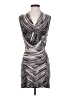 Halston Heritage 100% Rayon Chevron-herringbone Silver Cocktail Dress Size 2 - photo 1
