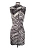 Halston Heritage 100% Rayon Chevron-herringbone Silver Cocktail Dress Size 2 - photo 2