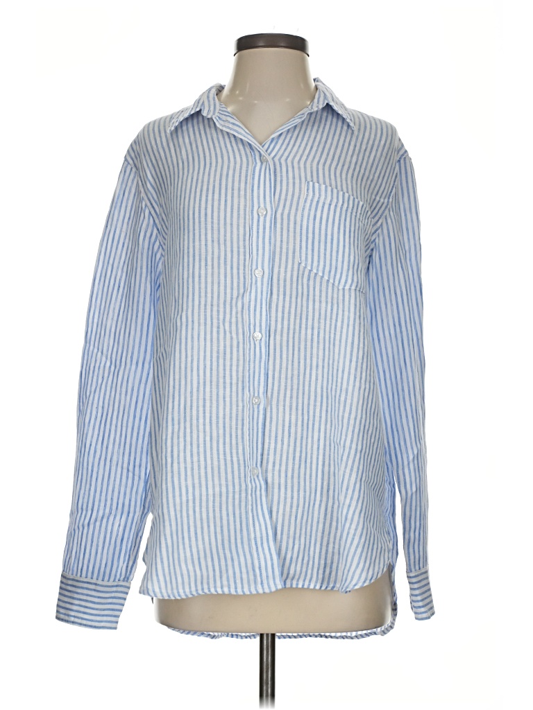 Pre-owned H&m Long Sleeve Button Down Shirt In Blue