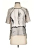 Cooper & Ella 100% Polyester Graphic Silver Short Sleeve Blouse Size XS (0) - photo 1
