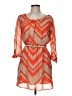 Bongo 100% Polyester Chevron-herringbone Orange Casual Dress Size M - photo 1