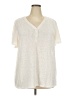 Lane Bryant 100% Polyester Ivory Short Sleeve Henley Size 22 - 24 Plus - photo 1
