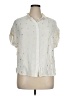 Per Se 100% Rayon Stars Ivory Short Sleeve Blouse Size 1X - photo 1