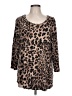JM Collection Animal Print Brown 3/4 Sleeve Top Size L - photo 1