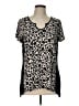 Susan Lawrence Animal Print Black Short Sleeve Top Size L - photo 1