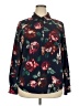 Merona 100% Polyester Floral Burgundy Long Sleeve Blouse Size XXL - photo 1