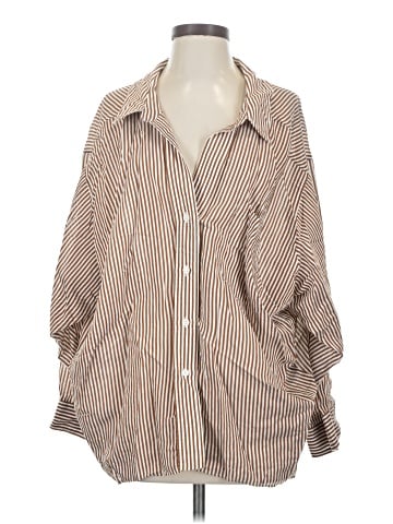Zara 3/4 Sleeve Button-Down Shirt (view 1)