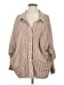 Zara Stripes Brown 3/4 Sleeve Button-Down Shirt Size S - photo 1