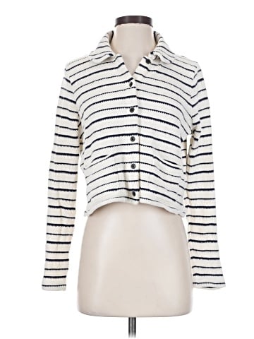 Madewell Striped Button-Front Collared Cardigan (view 1)