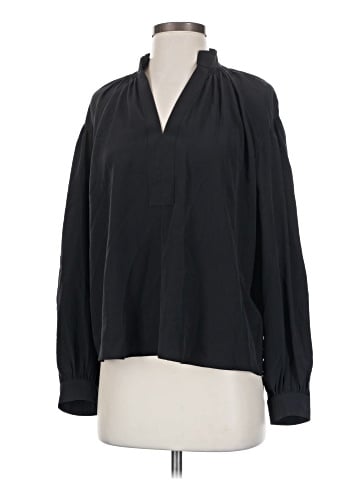 Madewell Shirred Long-Sleeve Top in Silk (view 1)