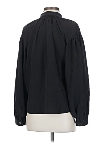 Madewell Shirred Long-Sleeve Top in Silk (view 2)