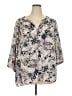 Rose + Olive 100% Polyester Silver 3/4 Sleeve Blouse Size 2X - photo 1