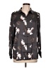 Banana Republic 100% Polyester Floral Gray Long Sleeve Blouse Size Lg Petite - photo 1