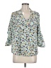 Collective Concepts Animal Print Blue 3/4 Sleeve Blouse Size M - photo 1