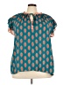 Rose + Olive 100% Polyester Teal Short Sleeve Blouse Size 3X - photo 1