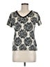 Basic Editions 100% Cotton Floral Ivory Short Sleeve T-Shirt Size M - photo 1