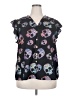 Emery Rose Print Black Short Sleeve Blouse Size 3XL - photo 1