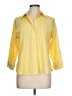 Foxcroft Checkered-gingham Yellow 3/4 Sleeve Button-Down Shirt Size 12 - photo 1