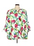 Catherines 100% Polyester Tropical White 3/4 Sleeve Blouse Size 3X - photo 1