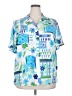 Alia 100% Polyester Tropical Blue Short Sleeve Blouse Size 18 - photo 1