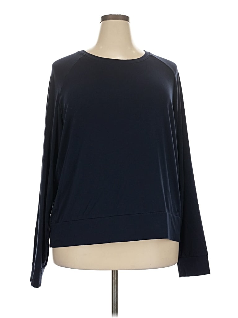 Pre-owned Cozy Earth Long Sleeve Top Blue Boatneck Tops