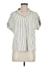 Thread & Supply 100% Rayon Stripes Ivory Short Sleeve Blouse Size M - photo 1