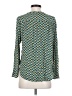 Hinge 100% Rayon Chevron-herringbone Green Long Sleeve Blouse Size XS - photo 2