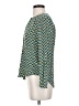 Hinge 100% Rayon Chevron-herringbone Green Long Sleeve Blouse Size XS - photo 5