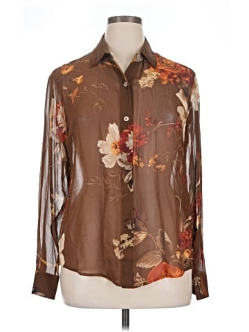 Linda Allard Ellen Tracy Long Sleeve Silk Top (view 1)