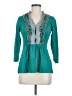 Deletta 100% Cotton Teal Long Sleeve Blouse Size M - photo 1