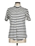 Zara Stripes Ivory Short Sleeve Button-Down Shirt Size M - photo 1