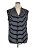 Roz & Ali 100% Polyester Stripes Blue Sleeveless Blouse Size 1X - photo 1