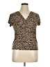 Worthington Animal Print Brown Short Sleeve T-Shirt Size XL (petite) - photo 1