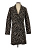 By Anthropologie 100% Polyester Animal Print Black Coat Size 2 - photo 1