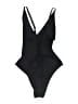 Unbranded 100% Polyester Solid Black One Piece Swimsuit Size M - photo 2
