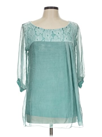 H Trend 3/4 Sleeve Silk Top (view 1)