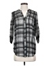 Dynamite 100% Polyester Plaid Gray 3/4 Sleeve Blouse Size XS - photo 1
