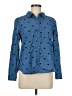 Splendid 100% Polyester Hearts Blue Long Sleeve Blouse Size M - photo 1