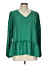 Pleione 100% Polyester Green Long Sleeve Blouse Size L - photo 1