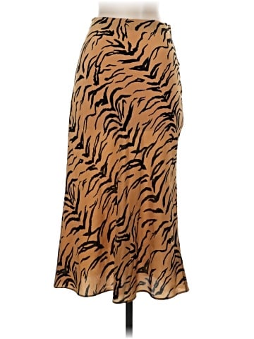 Madewell Silk Midi Slip Skirt in Tiger Stripe (view 2)