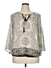Black Rainn Silver 3/4 Sleeve Blouse Size XL - photo 1
