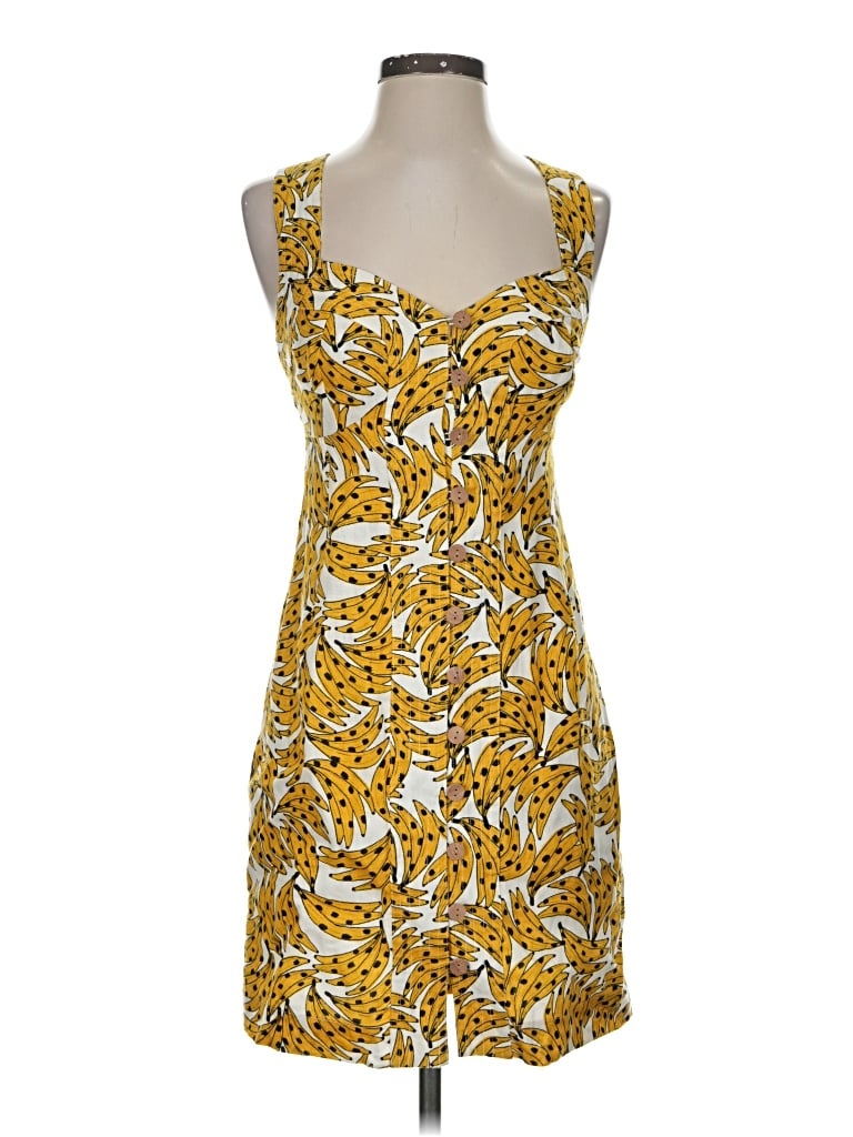 Pre-owned Farm Rio Cocktail Dress In Yellow